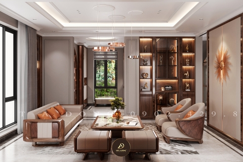 Thiết kế - Thi công nội thất biệt thự gỗ óc chó tại Starlake Hồ Tây - Anh Việt